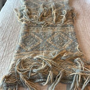 Free People Elegant Knit Scarf in Blue and Cream